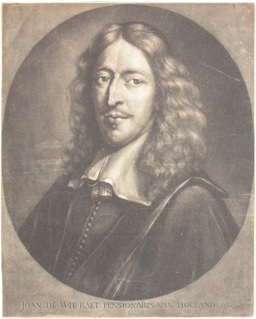 Mezzotint - Joan de Wit. Raet Pensionaris van Holland &c - Blooteling